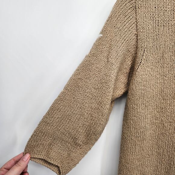 Planet Earth Sweaters Taupe Cotton Knit Star Hand Loom Sweater Women's M - Picture 4 of 6